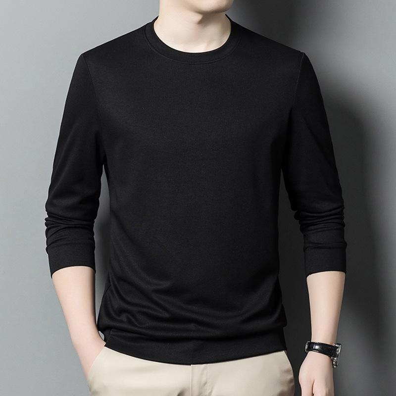 Men's Business Bottoming Shirt, Casual and Versatile Sweatshirt, Korean Style Slim Long-sleeved T-shirt, Round Neck Pullover