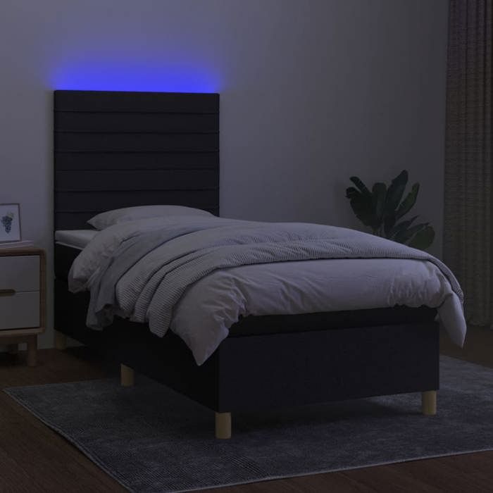 Maison Exclusive - Sommier à lattes de lit et matelas et LED Noir 80x200cm Tissu