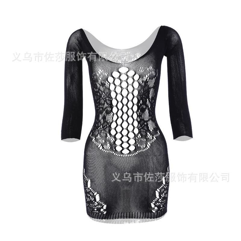 Sexy suspender mesh tight body hollow hip skirt large size