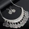 Court Vintage Engraved Rhinestone Necklace Coin Tassel Sweater Chain Dance Accessories Vintage Accessories Coin Accessories