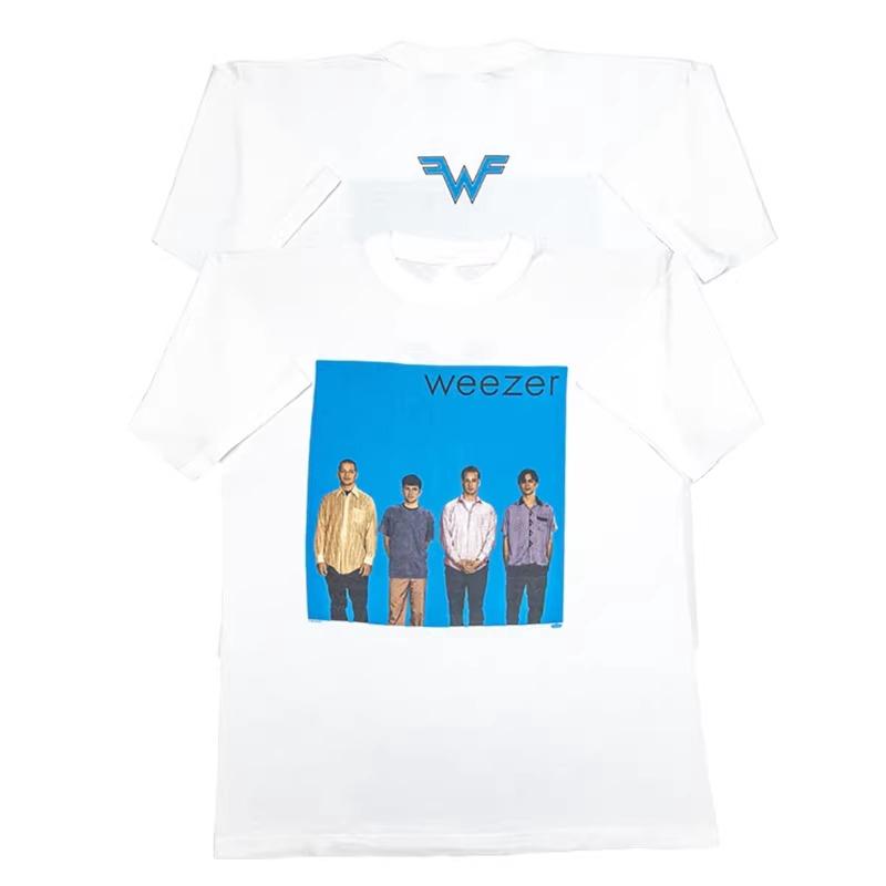 Weezers Alternative Rock Band  Simple and Elegant American Vintage Shortsleeved Tshirt with English Letters
