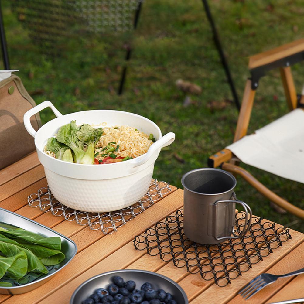 Outdoor Spring Insulated Mat 304 Stainless Steel Heat Insulation Pad Trivet Mat Hot Pad for Hot Dishes Pots and Pans for Camping