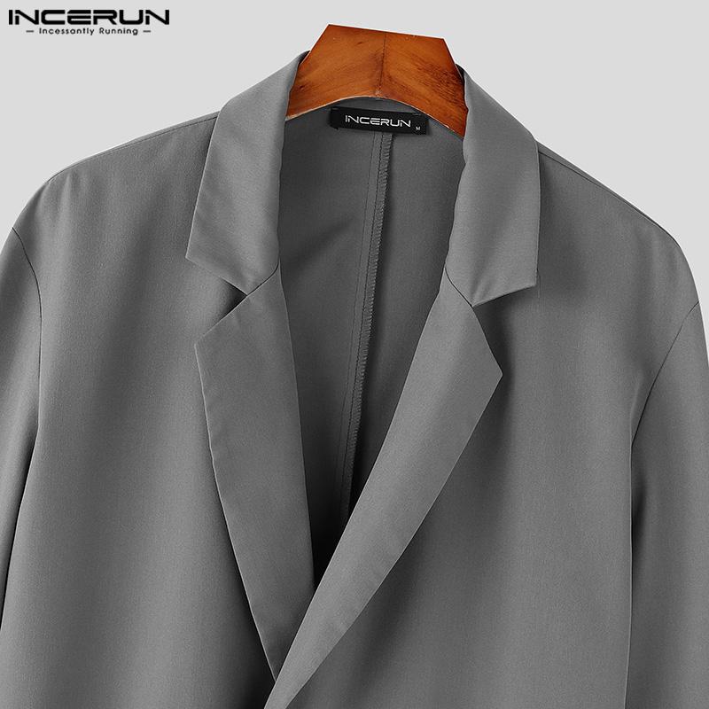 INCERUN Bărbați, cu rever, cu mânecă lungă, cu cusături în față deschise, blazer largi