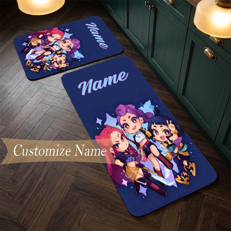 HUNTRIX (144) Customize Name Flannel Kitchen Mat Soft Non-Slip Kitchen Floor Runner Rug for Home Kitchen Decor