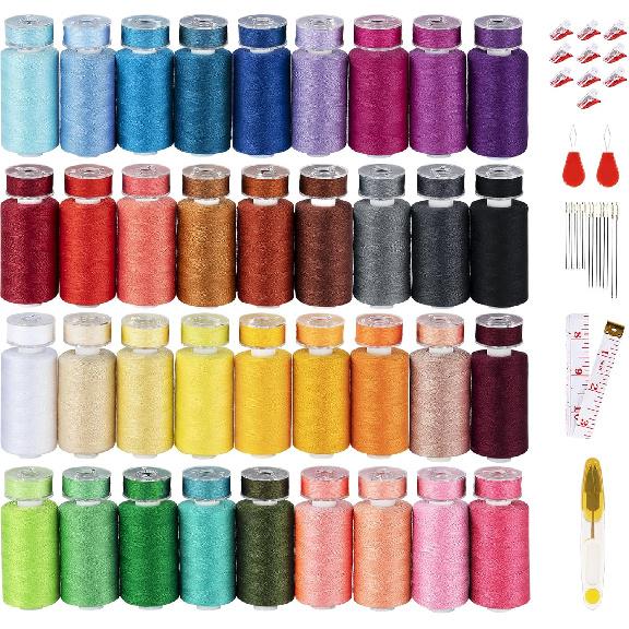 72Pcs 36 Colors with 36 Same Color Prewound Bobbins, 700 Yard Sewing Threads for Sewing Machine, Sewing Threads for Sewing Machine &Hand Emergency