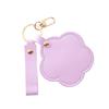 Faux Leather Flower Makeup Mirror Waterproof Portable Vanity Mirror Keychain
