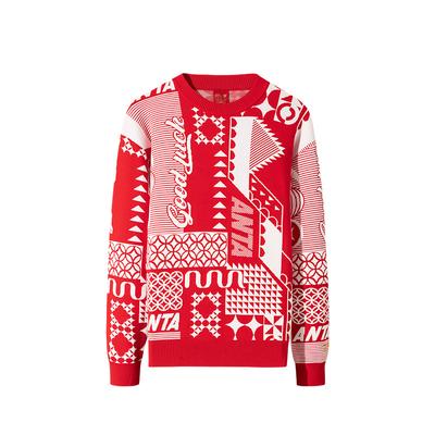 Anta Good Things Happen Series Casual Versatile Knit Top Unisex Tops Deep-Red Ivory-White 152518704-3