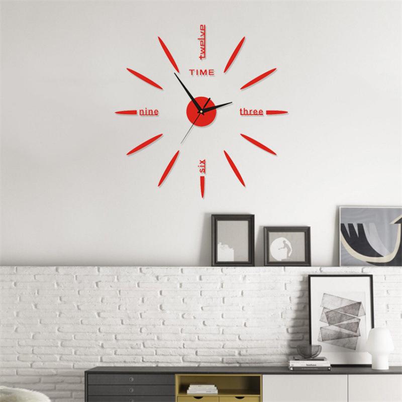Creative Wall Clock DIY Silent Decoration Clock Without Punching, Simple Bedroom Acrylic Digital Clock Wall Sticker Clock
