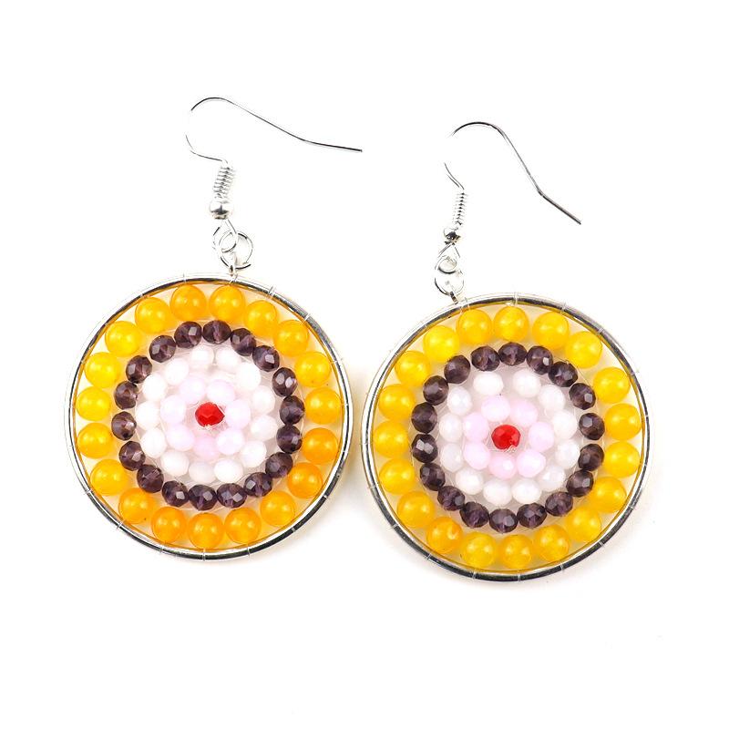 Bohemian Wind Hand-Woven Colorful Agate Beads Jade Beads Crystal Earrings Earrings Earrings E30