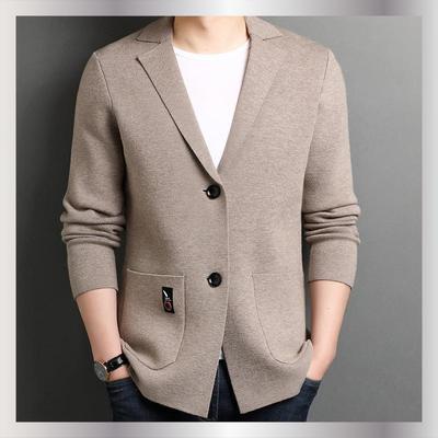 New Autumn Cotton Men's Knitted Cardigan Jacket Knitted Men's Sweater Wear A Suit Sweater