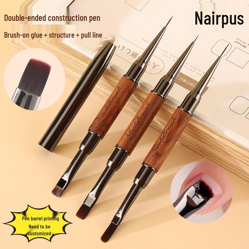Little Red Book Sandalwood Double-Ended Nail Art Gel Pen (Square, Round, Long Line Brush)