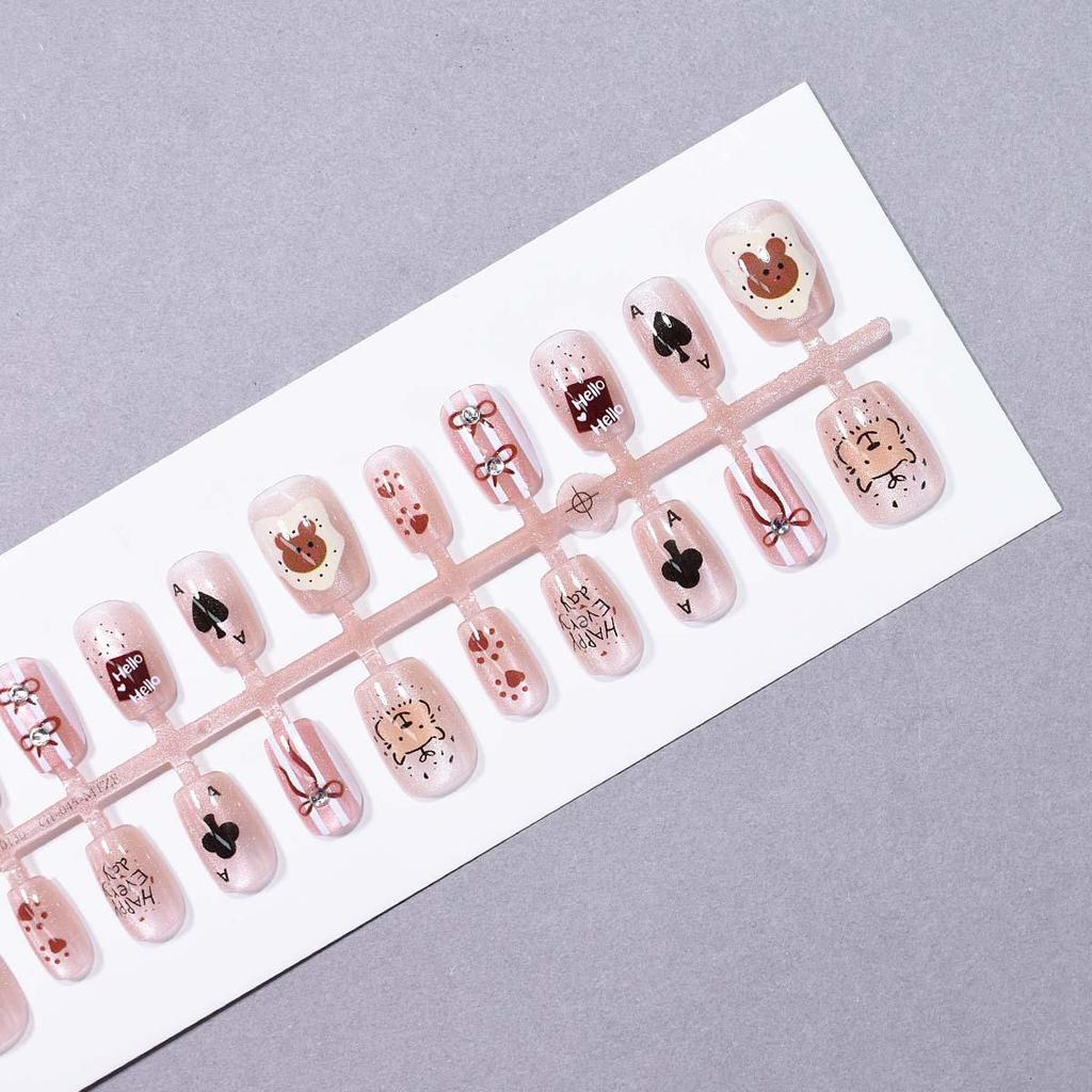 Girly Heart Poker Little Panda Eye Patches Hand-Painted Cute Style Nail Art Butterfly Patches - 30 Pieces.