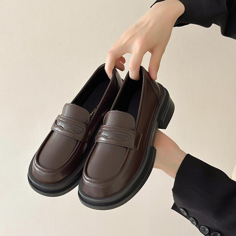 Thick-soled Small Leather Shoes Women's Genuine Leather Spring New One-pedal Soft-soled Mary Jane Single Shoes