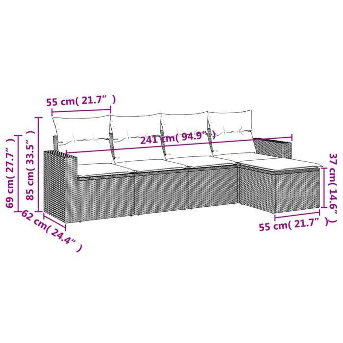 VidaXL Garden Lounge Set with Cushions 5 Pcs, Patio Sofas, Patio Furniture Set, Outdoor Furniture, Black 3218876