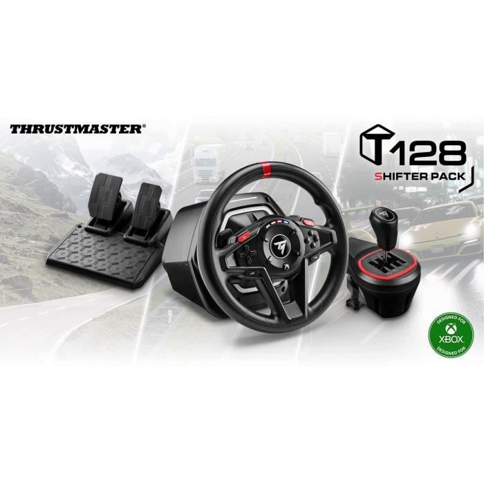 Volant gaming - thrustmaster - t128 x shifter pack - pour xbox series xs xbox one et pc - noir et rouge