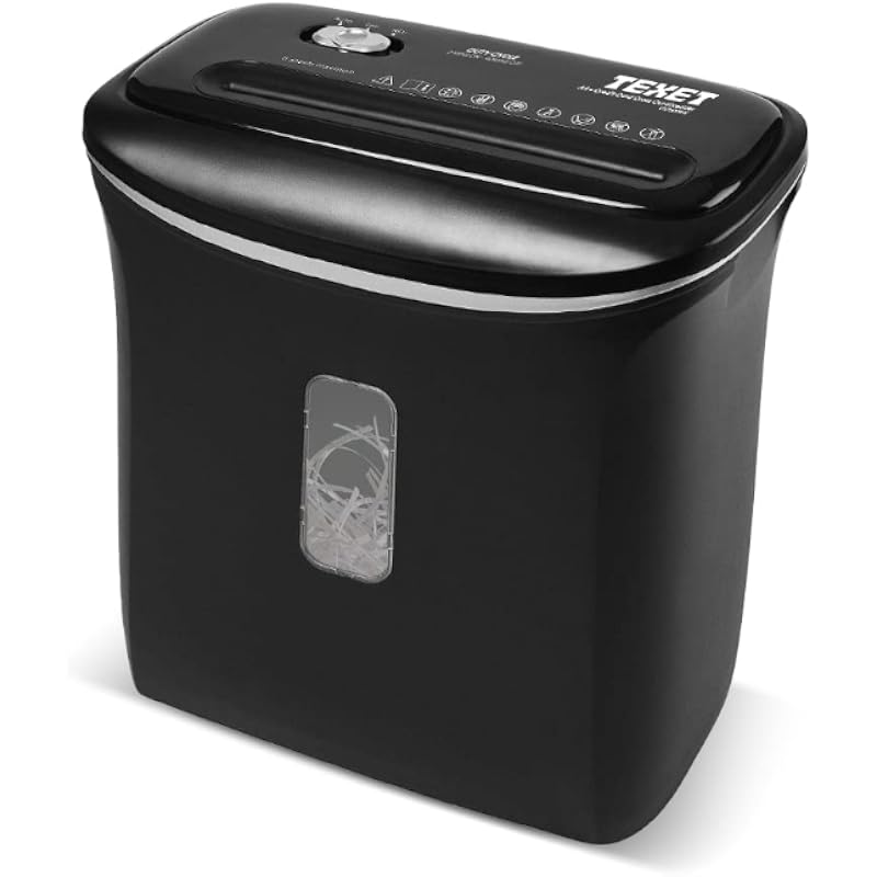 Texet Cc612Ex Paper And Card Shredder | Crosscut Shredder | Auto Start & Stop Functions | Cuts 6 Sheets At A Time | 12L