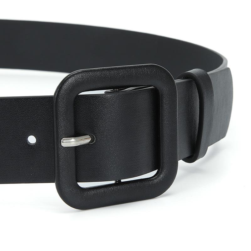 Fashionable Square Buckle Pastel and Vibrant Colors Women’s Versatile Decorative Belt Simple Everyday Casual Wide Belts