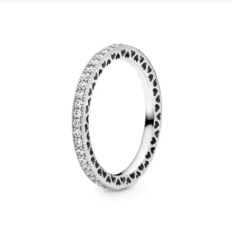 925 Sterling Silver Shiny Classic Square Crown Heart-shaped Ring Exquisite Luxury Charm Jewelry Holiday Surprise Gifts