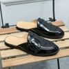 Mens Loafers Designer Luxury Brand Casual Shoes Patent Leather Half Shoes For Men Closed Toe Mules Slides Sandals Flats Slippers