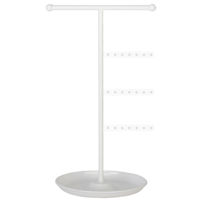 T Bar Jewelry Stand Organiser Display Shelf for Necklace Bracelet Watch Detachable Jewellery Presentation Rack with Tray