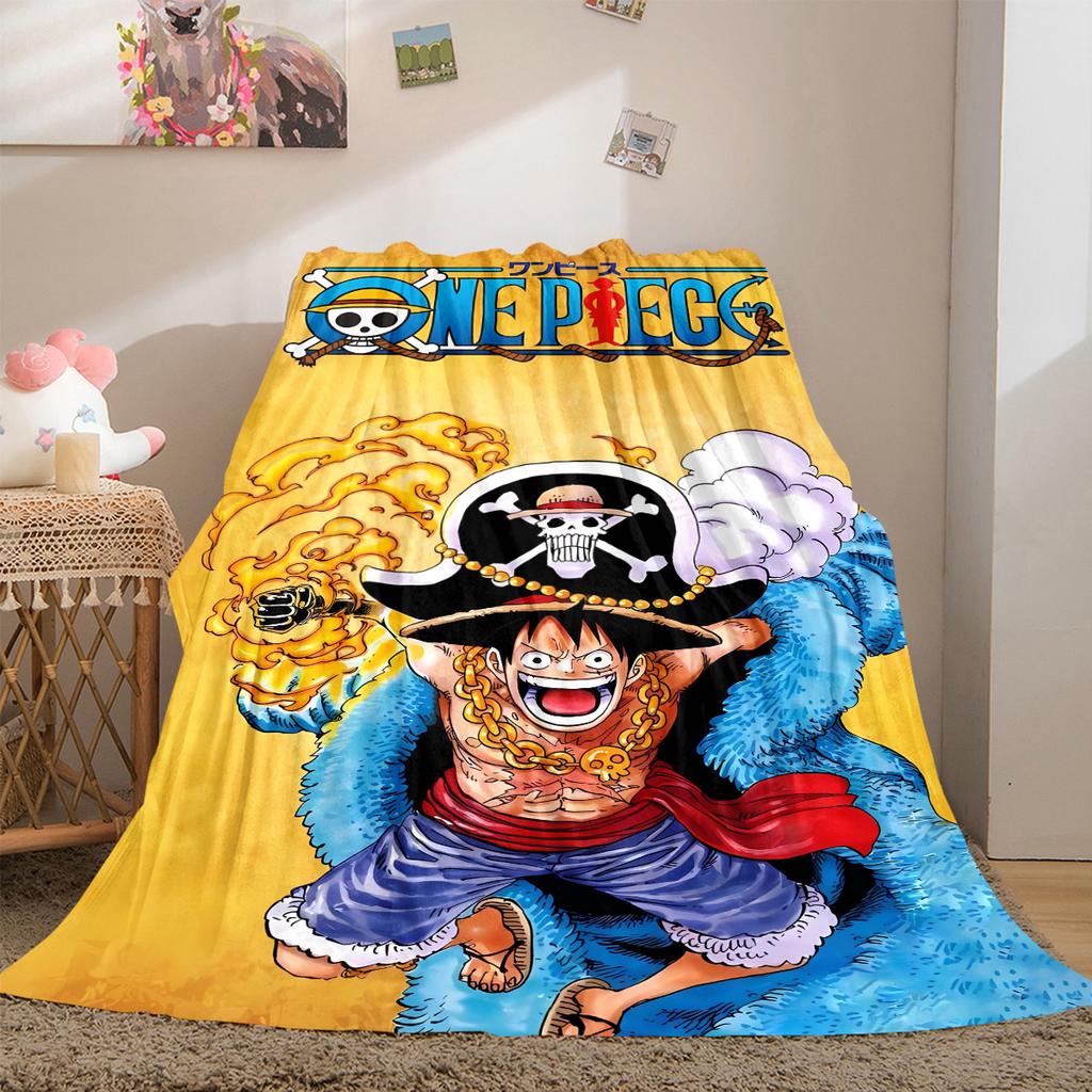 One Piece Anime Puzzle Print Blanket Warm Comfortable Flannel Cover For Bedrooms, Sofas, Beds, Chairs LXR167