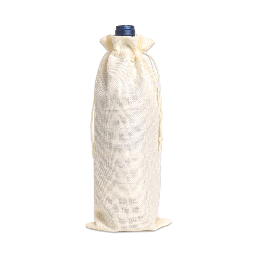 Multicolor Burlap Wine Gift Set with Drawstring Bag