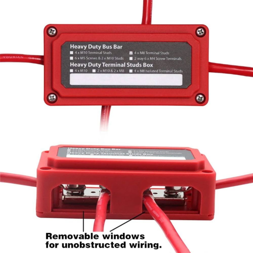 Heavy-Duty Modular Design DC 48v Distribution Block 4 Terminal Studs Power Distribution Block  RV