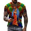 Summer Round Neck 3D Guadalupe Virgin Mary Catholic Print Top Fashionable Casual Short Sleeved Men's T-shirts