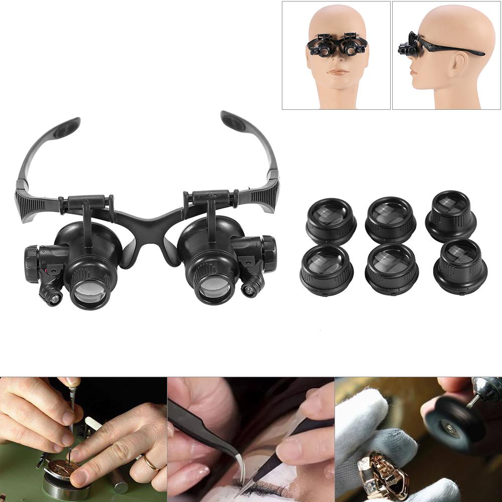 New Head Wearing Magnifying Lens Double Eye Jewelry Watch Repair Magnifier Loupe Glasses