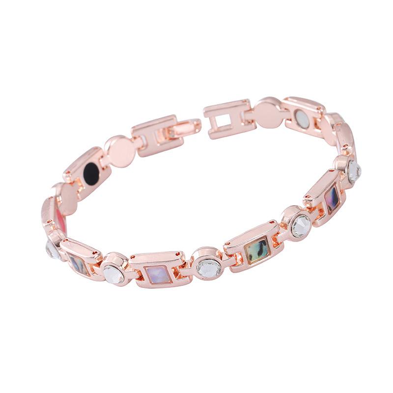 Popular diamond-encrusted shell adjustable jewelry trendy retro magnet environmentally friendly alloy bracelet