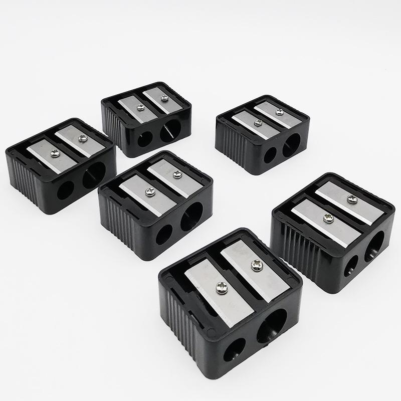 Doppelloch-Bleistiftspitzer für Augenbrauenstift, Eyeliner, Lipliner, Kunststoff-Bleistiftspitzer für Schaumstoffspitze und Lippenstiftstift