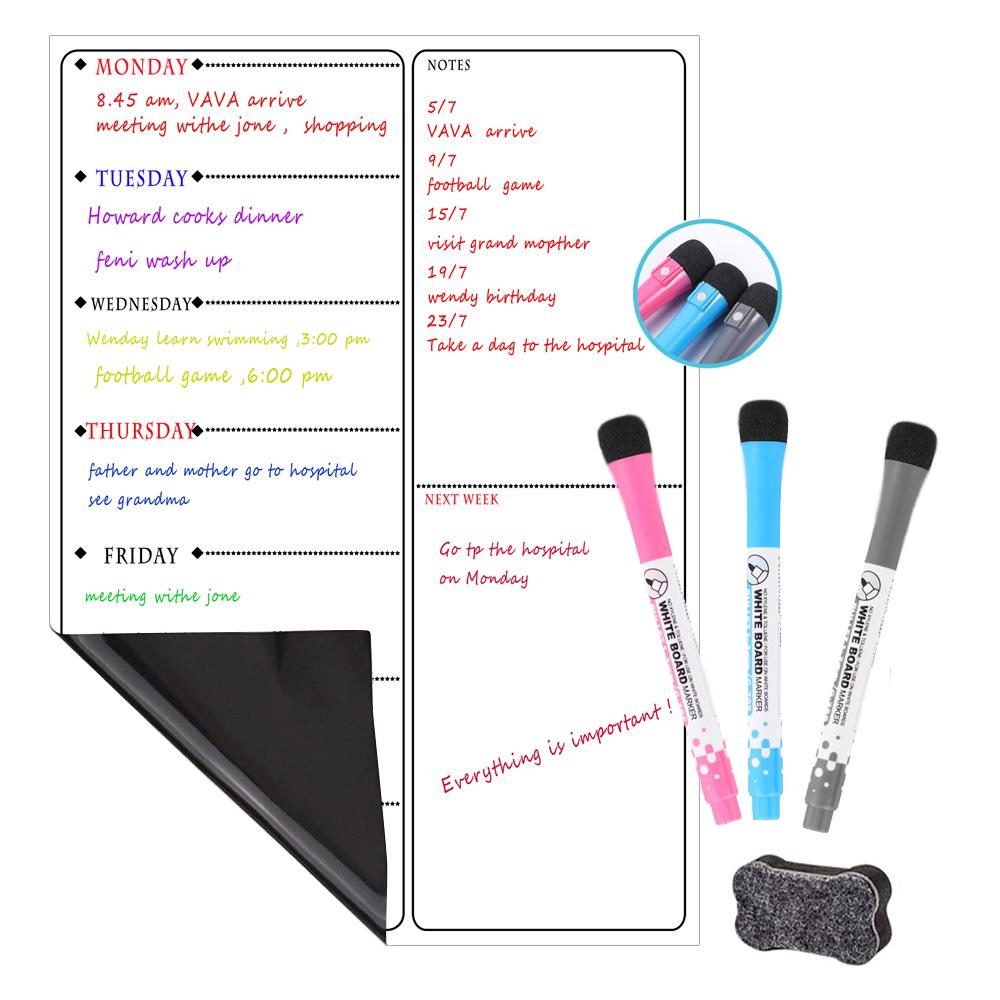 A3 Magnetic Erasable Monthly & Weekly Planner Whiteboard Set for Refrigerator