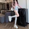Women's Gray High-Waist A-Line Sports Shorts - 2025 Summer Petite Slit Casual Hot Pants
