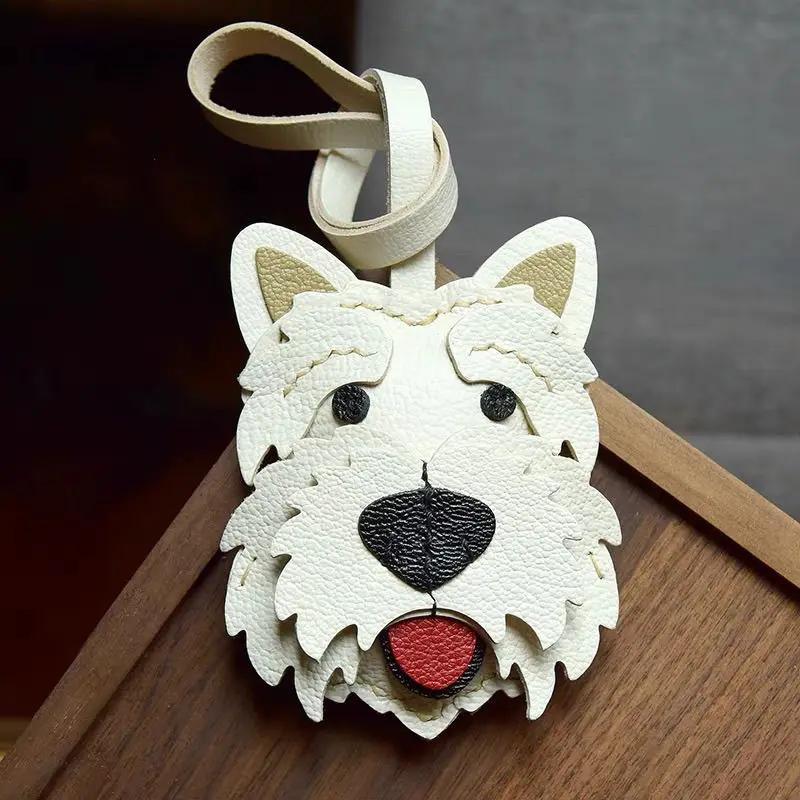 15 Styles Brand Latest Cowhide Bag Pendant & Accessories, Puppy Theme High Quality Key Chain Backpack Charms, Diy Bag Decor Gift