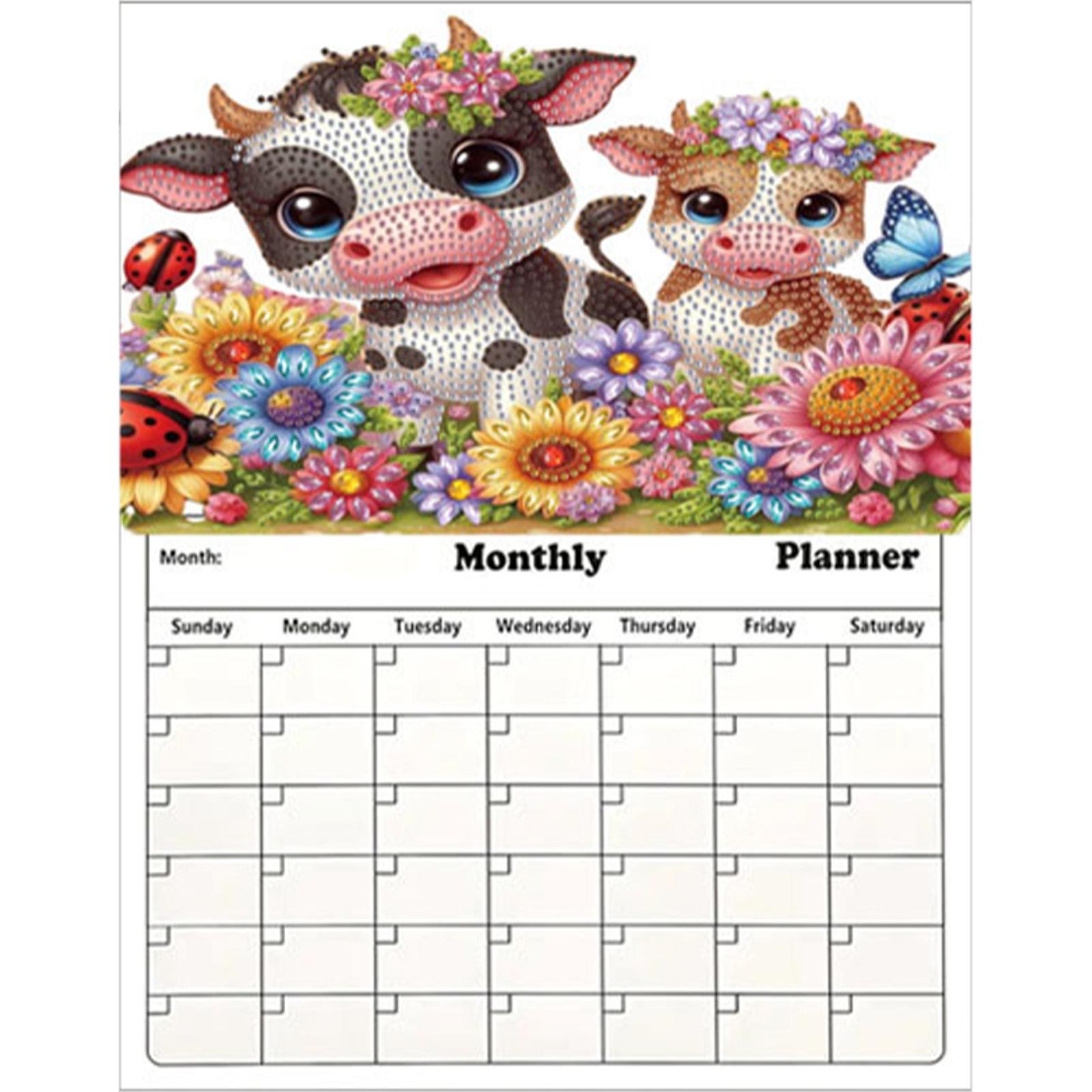 

Flying Bird Diamond Painting Wall Calendar Diamond Art Monthly Planner Rhinestones Schedule Planner for Refrigerator Whiteboard