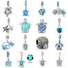 925Silver Lucky Blue Bead Shining Zircon Sea Turtle Charm Pendant Fit Original Bracelet Accessories DIY Jewelry Makeing Gift