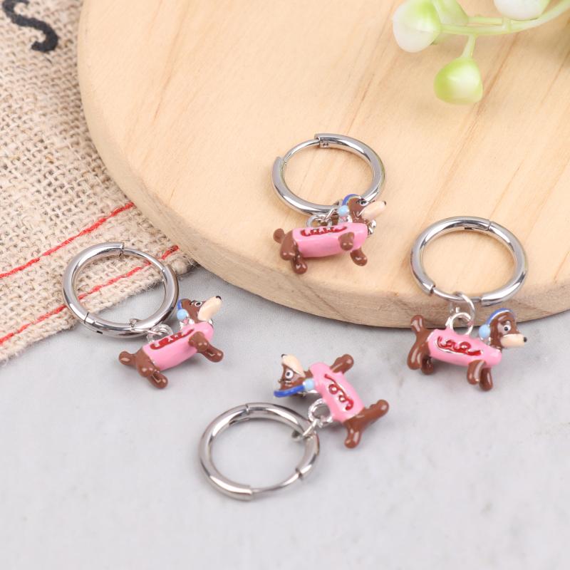

Colorful Drip Oil Sausage Dog Earrings Unique Design Luxury Sensation Personality Fashion Jewelry Accessories A1
