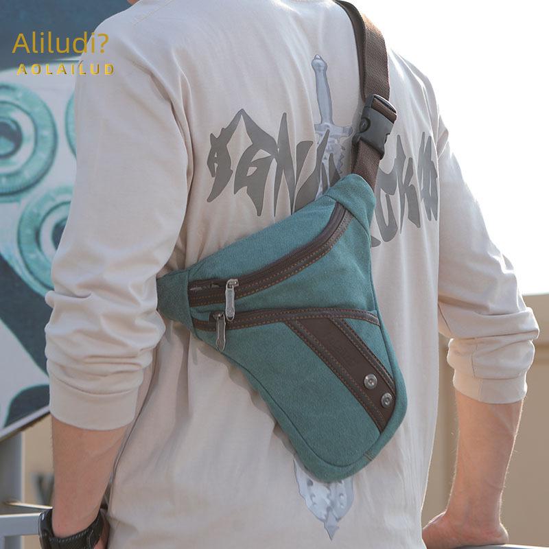 Pánská retro plátěná taška na nohu - Odolná taška přes rameno a messenger