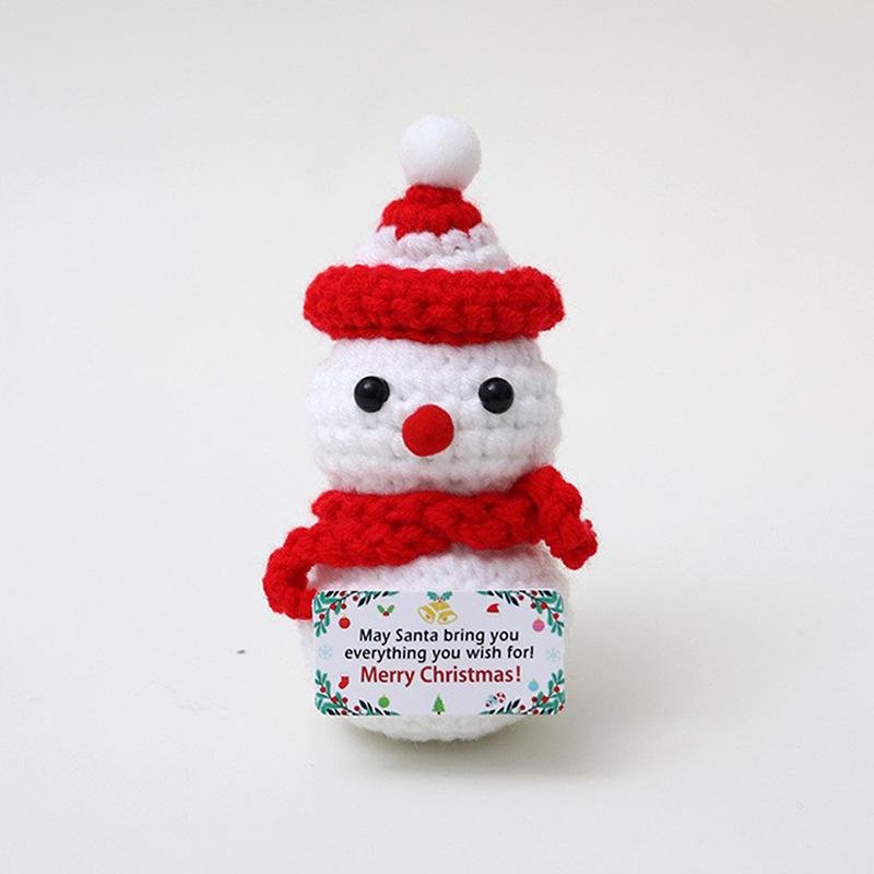 Cute Christmas Emotional Support Doll Fun Crochet Positive Energy Christmas Doll Handmade Knitte Doll Home Decor Festival Gift