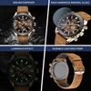 Benyar Men's Chronograph Analog Watch 30M Water-Resistant Business Stylish Leather Band Quartz Brown Gold Gift