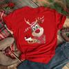 Funny Santa Claus with Christmas Elk Print Women T Shirt Casual Short Sleeve O-Neck Red Tshirt Ladies Y2k T-shirt Female