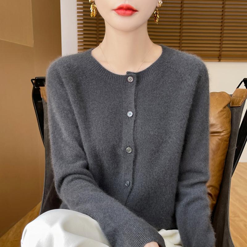 Qinghe Cashmere Women's 30% Cashmere Cardigan - Soft & Warm Wool Blend Sweater