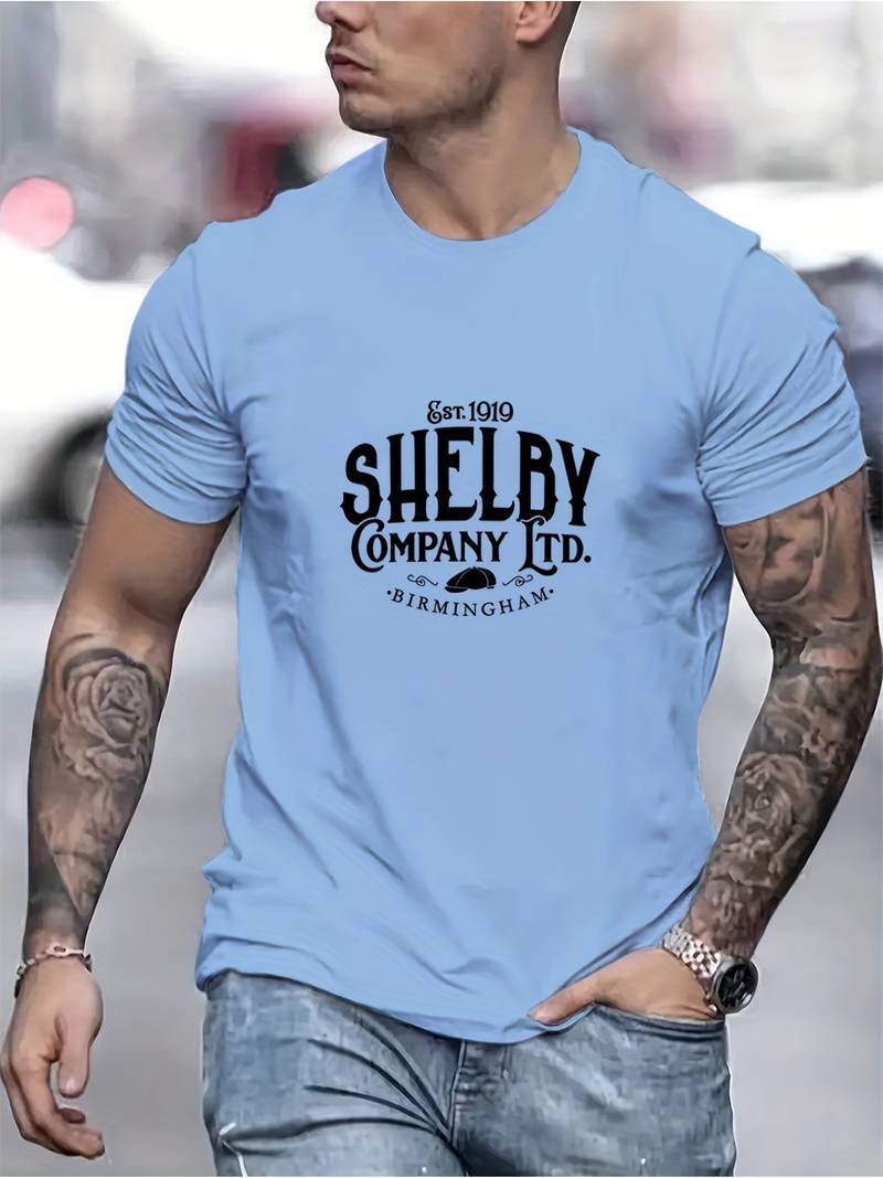 

Mans Cotton Tee Shelby Print T-shirt Peaky Blinders Style Casual Soft Tops Tee S разноцветный