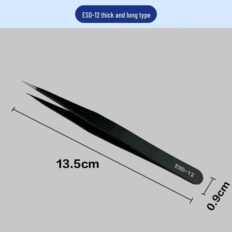 Anti-Static Stainless Steel Precision Tweezers, Curved Tip for Electronics, Eyelash Extensions, Manicure, Bird's Nest Picking, and Hair Removal.