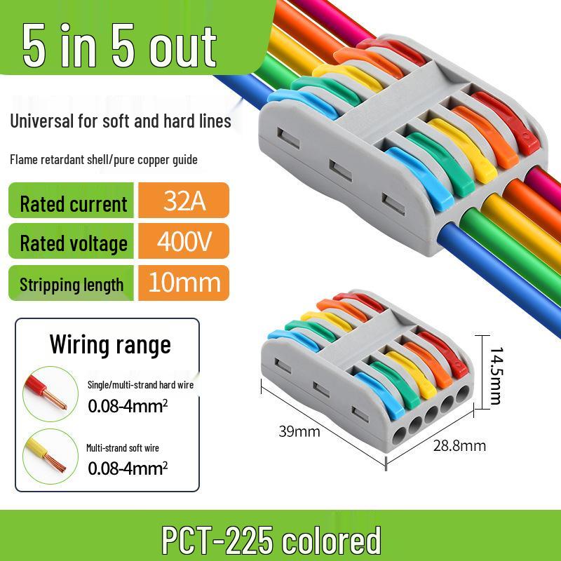 Quick Terminal PCT-222 Lighting Fixture Push-in Connector for Soft & Hard Wire, Two-in Two-out
