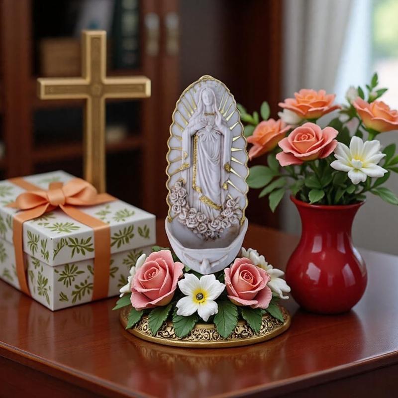 Resins Holy Water Font Catholic Sculpture Wall Hanging Ornament Holy Pool Fountain Religious Home Church Decors Gift
