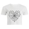 European, American English slogans Printed sexy exposed navel short T-shirt fashionable round neck slim slim top women's multi-picture