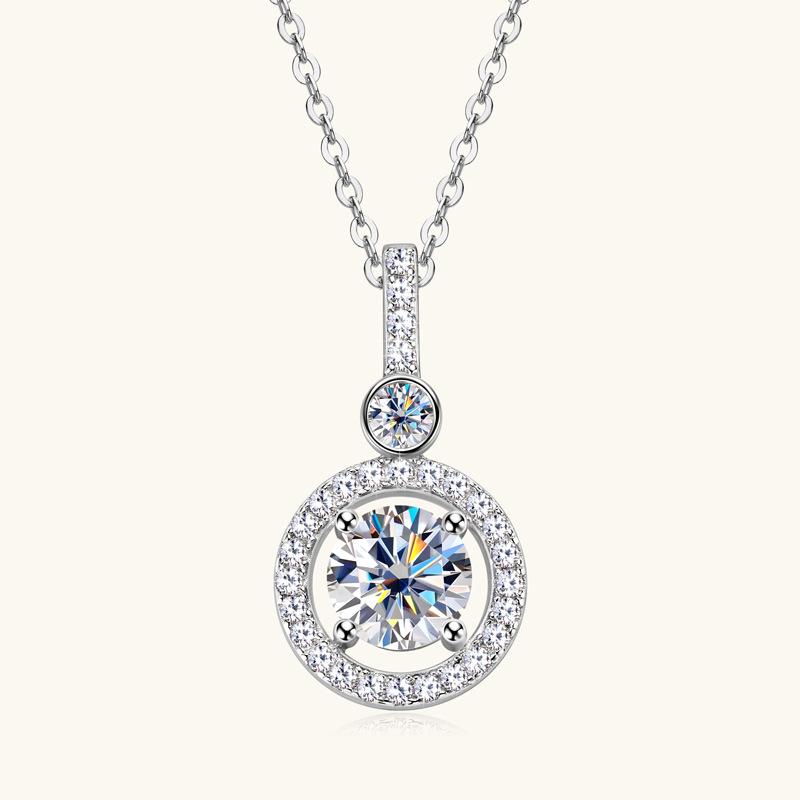 6.5mm Fashion High End Full Moissanite Necklace Ins Trendy Round Moissanite Pendant D VVS1 Exquisite Daily Jewelry