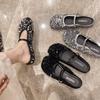 Women's Sequins Evening Wind Muller Flat Sandals 2025 New French Beautiful Baotou Half Slippers Women's Exterior Wear