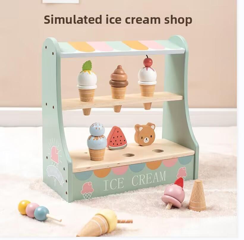 Maker Wooden Bread Ice Cream Shelf Dressing Table Children Toy